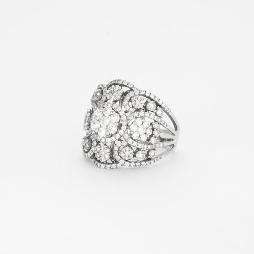 Bague 54 Bague style années 30 or blanc diamants 58 Facettes