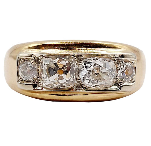 Bague 57 Bague jarretière Art Déco or jaune et 1,40 carat diamants taille ancienne 58 Facettes A05933