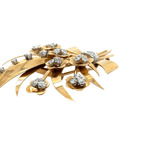 Broche Broche or jaune diamants époque 1940 58 Facettes 1.0000157/1