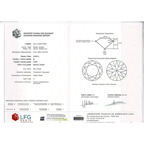 Bague 54 Bague en or jaune, diamants 2,09 cts G/VVS1. 58 Facettes 29578