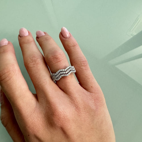 Bague 54 Bague zigzag Or blanc Diamants 58 Facettes 11598