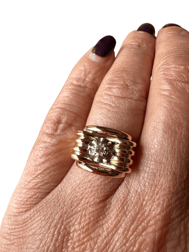 Bague 53 Bague tank noeud or rose et diamant - 1940 58 Facettes 1.0002377/1