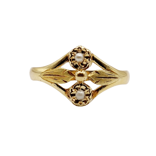 Bague 55.5 Bague toi et moi Art nouveau en or 18k et perles (circa 1900) 58 Facettes A06501