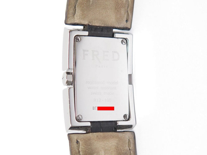 Montre montre FRED r12 100 quartz 30 mm en acier palladie cuir croco quartz 58 Facettes 241316