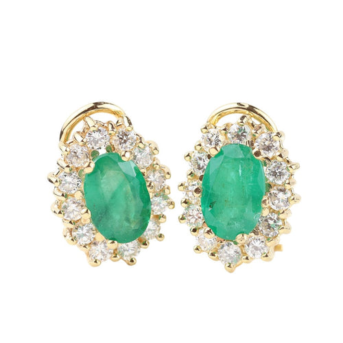 Boucles d'oreilles Boucles d'oreilles rosace en or jaune avec émeraudes et diamants 58 Facettes