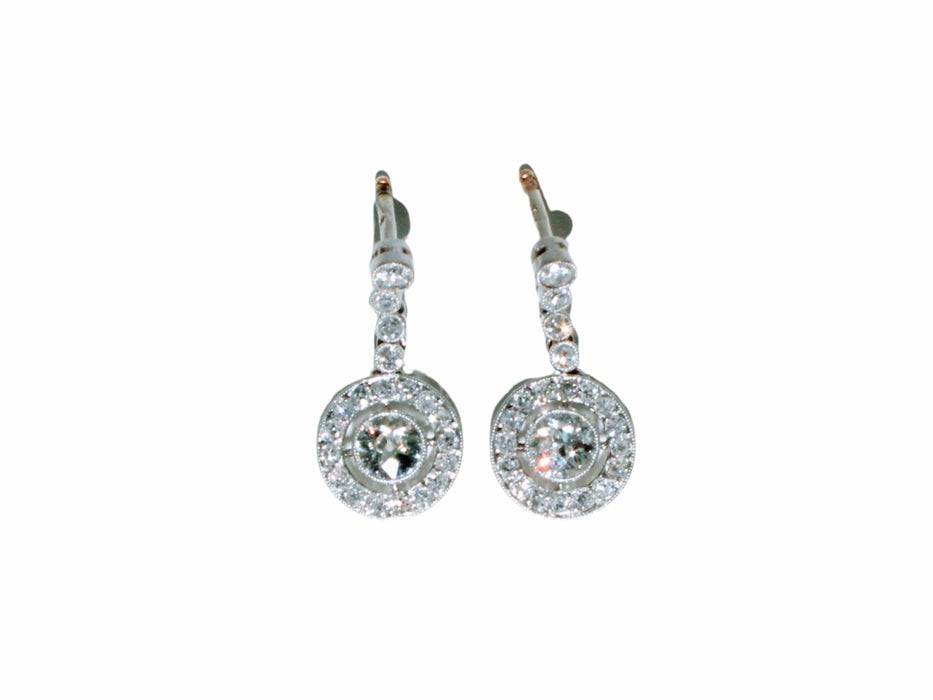 Boucles d'oreilles Boucles d’oreilles Art Déco platine et diamants 1.2 ct 58 Facettes 240 546