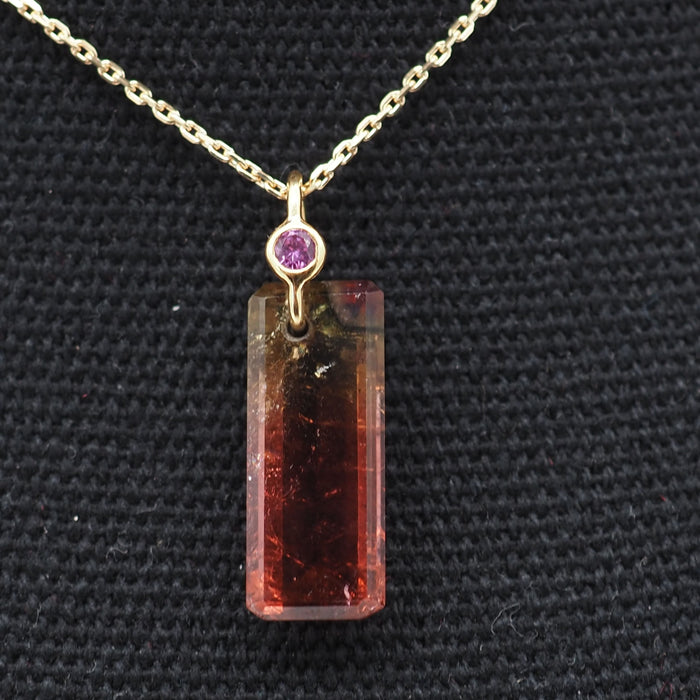 Pendentif Pendentif or jaune tourmaline melon d'eau saphir rose 58 Facettes