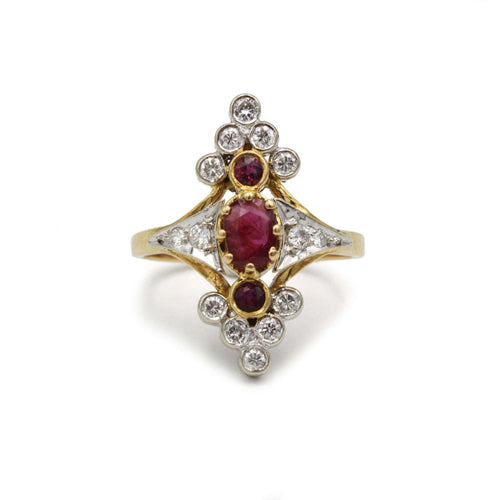 Bague 56 Bague or 750 diamants rubis 58 Facettes 1314