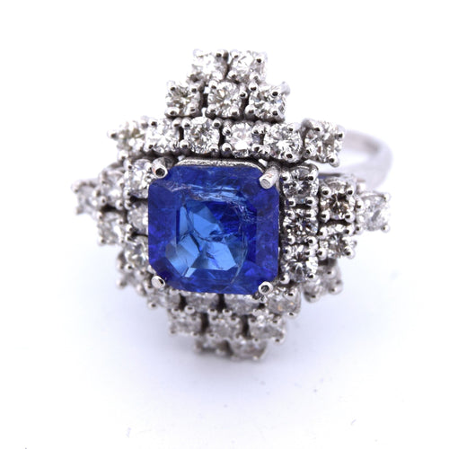 Bague 55 Bague en or blanc et diamants tanzanite 58 Facettes