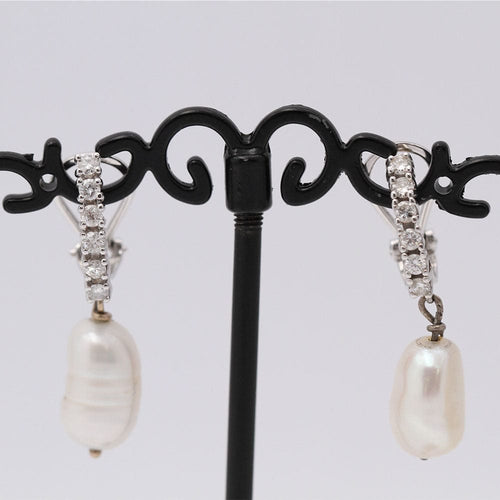 Boucles d'oreilles Earrings with Baroque Pearl and Diamonds 58 Facettes D359537JC