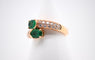 Bague 54 Duo Ring of Emeralds and Diamonds Pink Gold 58 Facettes