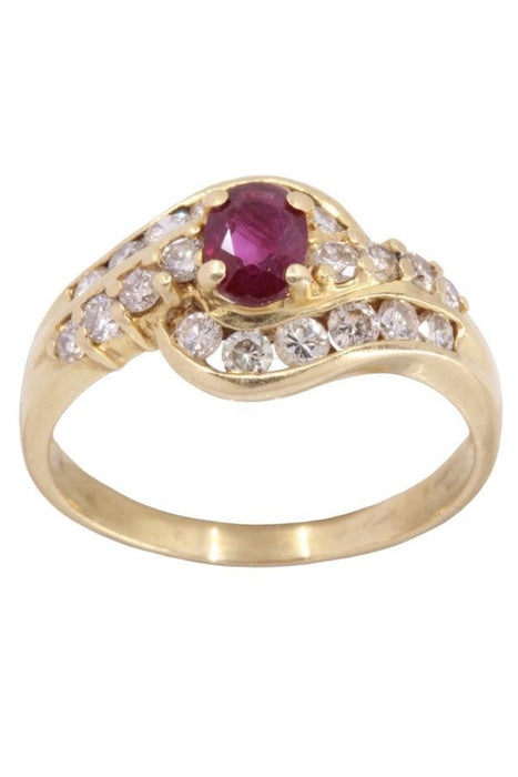 Bague 55 Bague moderne or jaune rubis et diamants 58 Facettes 091321