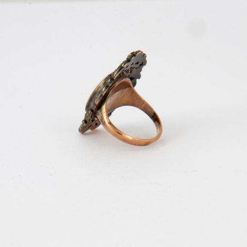 Bague Bague à portrait en or rose, diamant et rubis 58 Facettes