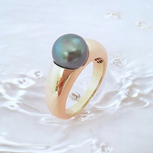 Bague 54.5 Bague or jaune Perle de Tahiti 58 Facettes AA 1680