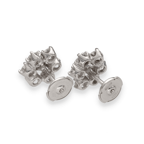 Boucles d'oreilles Boucles d'oreilles fleur en or gris 18K avec 2,60 ct de diamants brillants G-VS - Vers 1970 - Systeme Alpa 58 Facettes fb10684