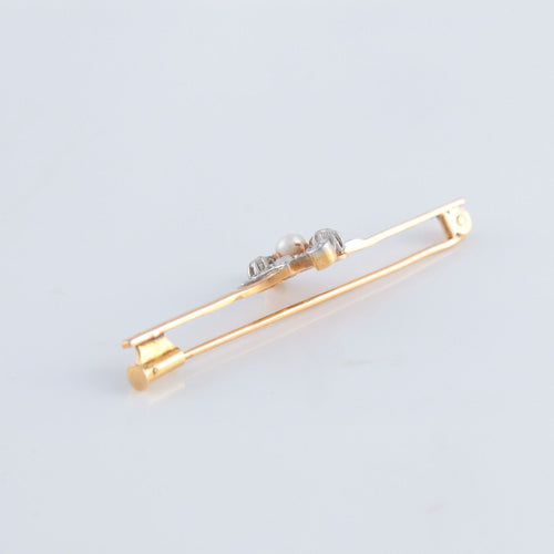 Broche Broche or jaune diamants et perle 58 Facettes