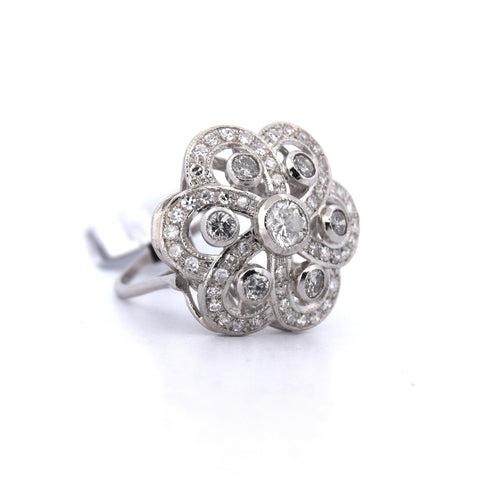 Bague 51 Bague Art Déco en platine avec diamants 58 Facettes