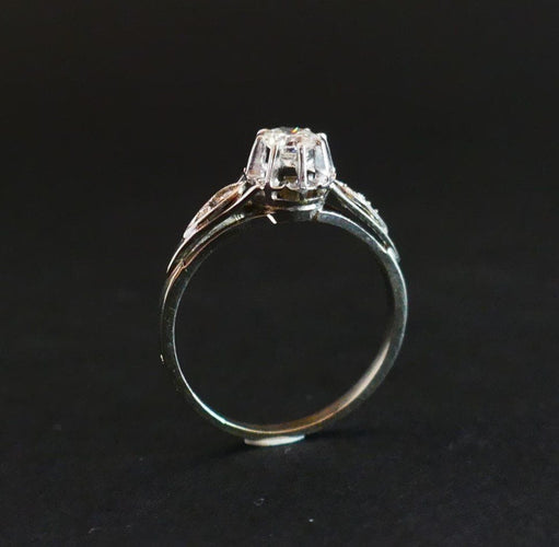 Bague 58 Solitaire diamant, monture or et platine 58 Facettes
