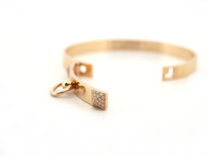Collier bracelet HERMES collier de chien medor pm en or rose 18k 25gr 48 diamants 0.24ct 58 Facettes 266229