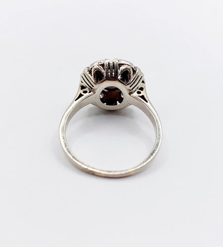 Inel floare art deco din aur alb 18k și 0,50 carate de diamante 