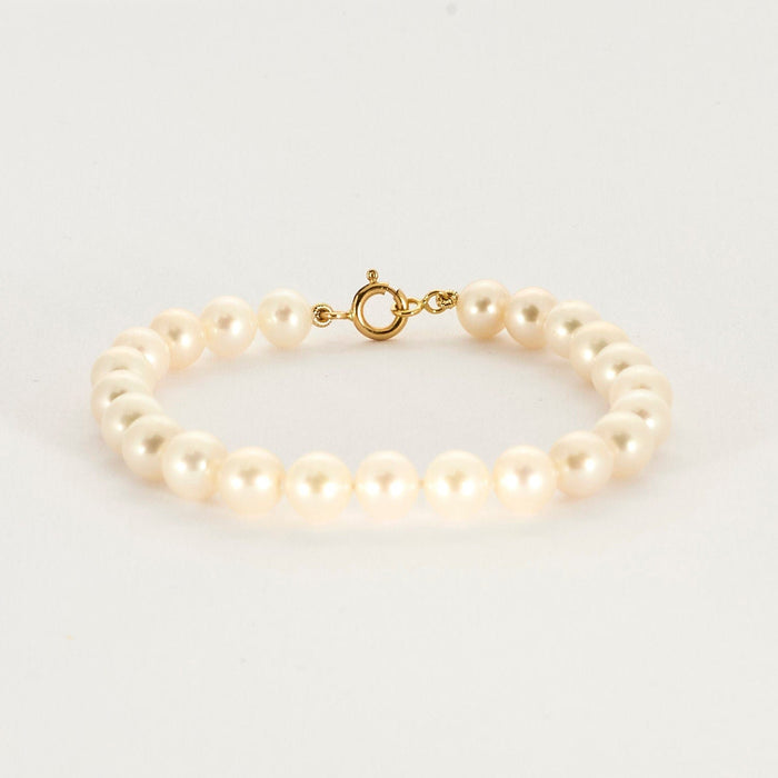 Yellow gold pearl bracelet