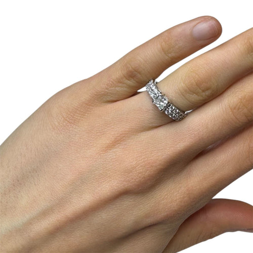 Bague 51 Bague Solitaire or blanc diamant Princesse 58 Facettes