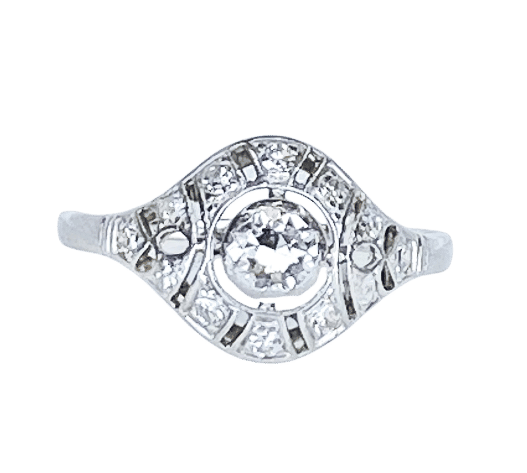 Bague 53 Bague or blanc diamants vers 1900 58 Facettes AB650