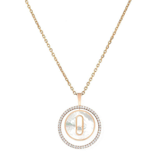 Collier MESSIKA - Collier Lucky Move PM – Nacre Blanche Diamant Or Rose 58 Facettes