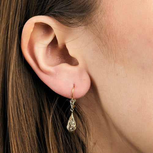 Boucles d'oreilles Paire de pendants d'oreilles, diamants, XIXeme 58 Facettes