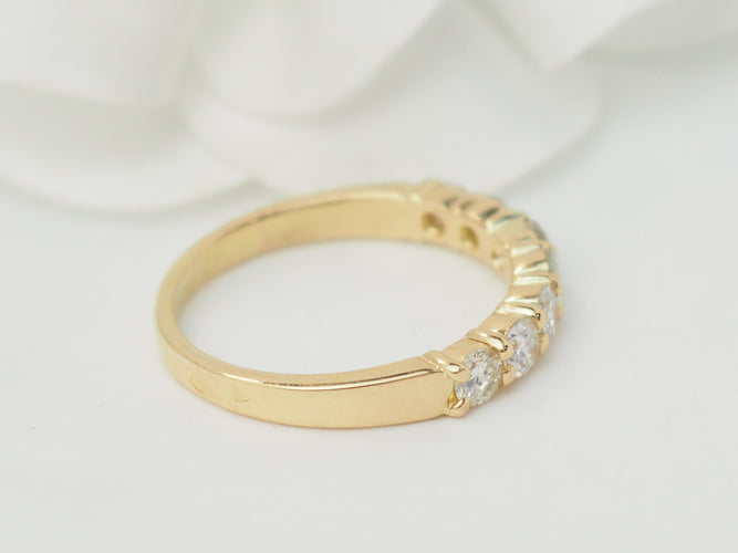 Bague 62 Demi alliance en or jaune et diamants 58 Facettes 33458