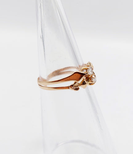 Bague 47 Bague antique toi et moi or rose 18k diamants taille roses (circa 1900) 58 Facettes A06295