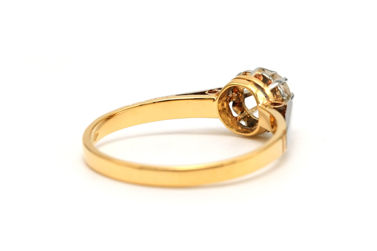 Bague 53 Bague Art Déco en or jaune et blanc 18 carats sertie d'un diamant taille rose 58 Facettes B743