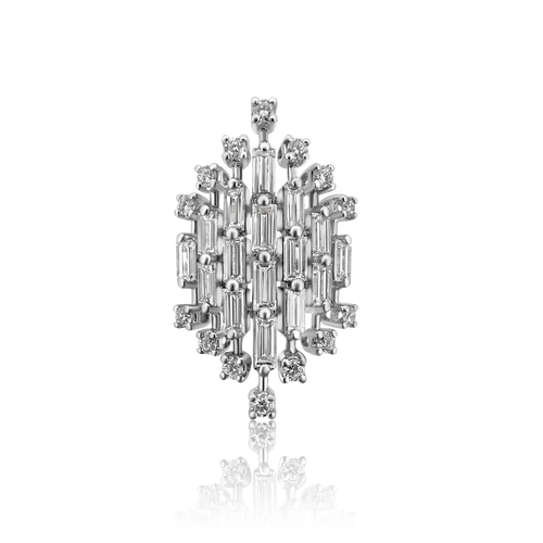 Anel de Platina e Diamantes de Meio do Século 