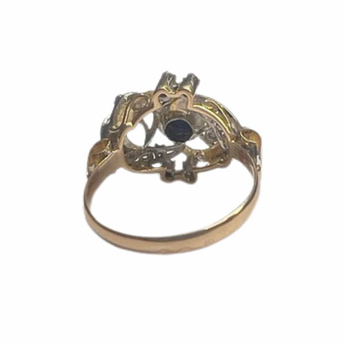 Bague 56 Bague Art Déco diamants saphirs synthétiques 58 Facettes Q896A(860)