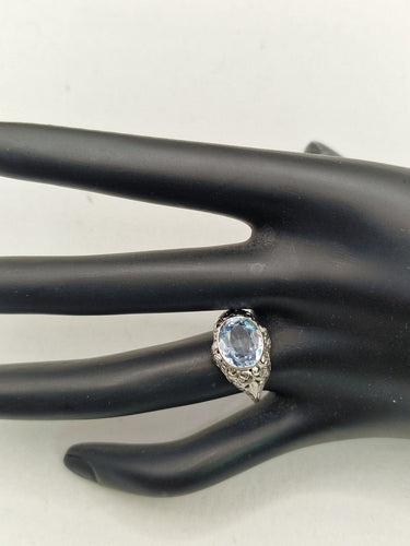 Bague 52 Bague ancienne en or blanc et aigue-marine 58 Facettes