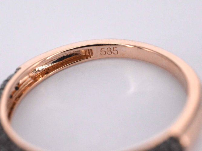 Bague 54 Bague en or rose avec diamants noirs taille brillant 58 Facettes 2224