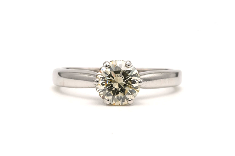 Bague 57 Bague Contemporaine or blanc sertie d'un diamant taille brillant (+- 1.25ct) 58 Facettes 23012