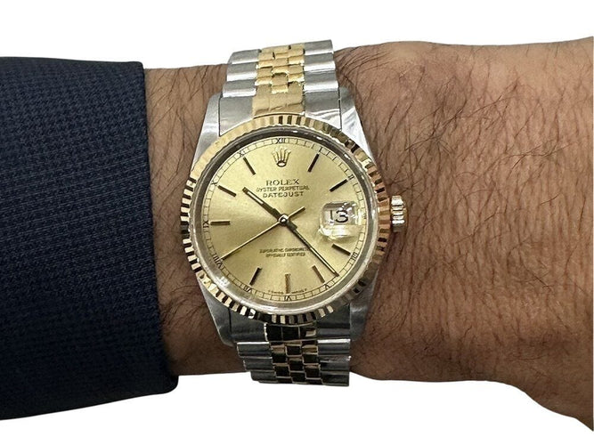 Montre vintage montre ROLEX datejust 16233 jubilee 36mm automatique or 18k & acier 58 Facettes 268501