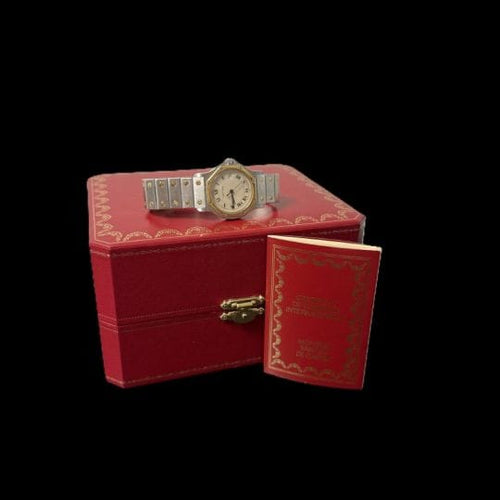 Saat Cartier Santos Ronde Octagon 18 Ayar Sarı Altın ve Çelik 58 Facettes MT45328