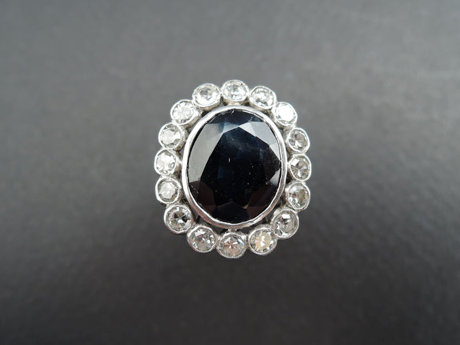 Bague 50 Bague Marguerite Art Déco Platine, Saphir Et Diamants 58 Facettes 343012