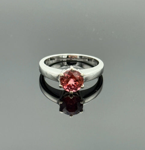 Bague 55 Solitaire or gris spinelle rose 58 Facettes