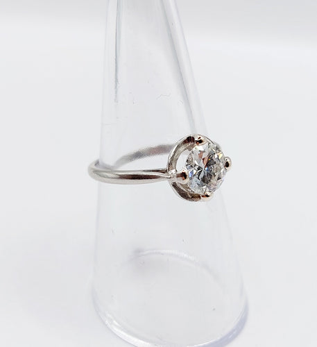 Ring Solitaire Art Deco in platinum and 1.11 carat diamond 