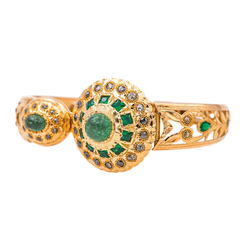 Bracelet Bracelet Manchette Or rose, Email Emeraude, Diamant 58 Facettes 4073051CN