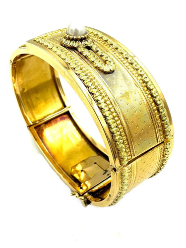 Bracelet Bracelet 19ème, 2 ors 18K et perle 58 Facettes