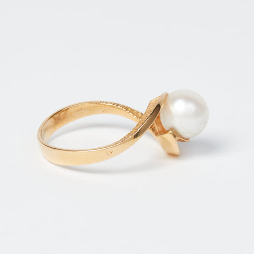 Прстен од жутог злата - култивисани бисер