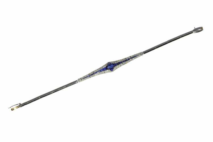 Bracelet Bracelet des années 1920 : une fusion de saphirs et de diamants 58 Facettes 13042-0008