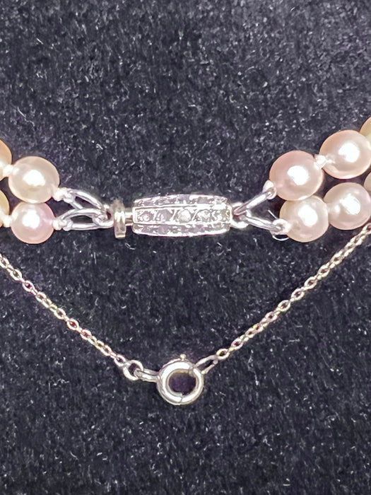 Double Row Necklace Art Deco 194 Cultured pearls with gold and diamond clasp