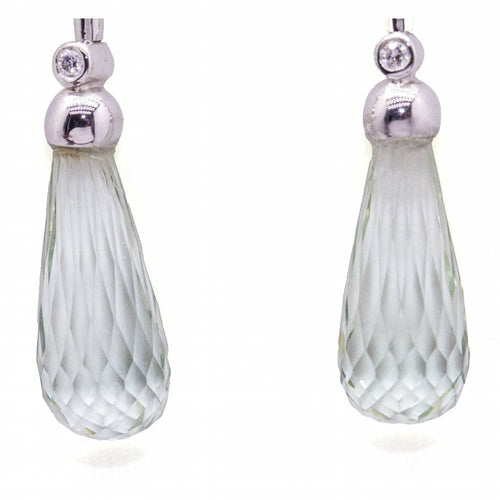 Boucles d'oreilles Boucles d'oreilles en prasiolite, or blanc et diamants 58 Facettes D364830FV