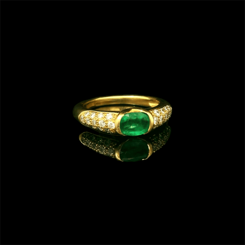 Bague 53 Bague vintage émeraude et diamant 58 Facettes