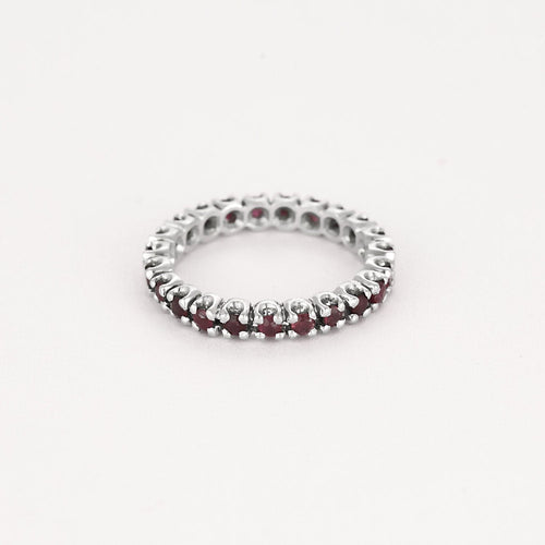 Bague 53 Alliance américaine en or blanc et rubis 58 Facettes CAN1473X2